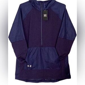 NWT UNDER ARMOUR WOMEN LOOSE CROSS TOWN ANORAK NAVY JACKET WINDBREAKER COATSMALL